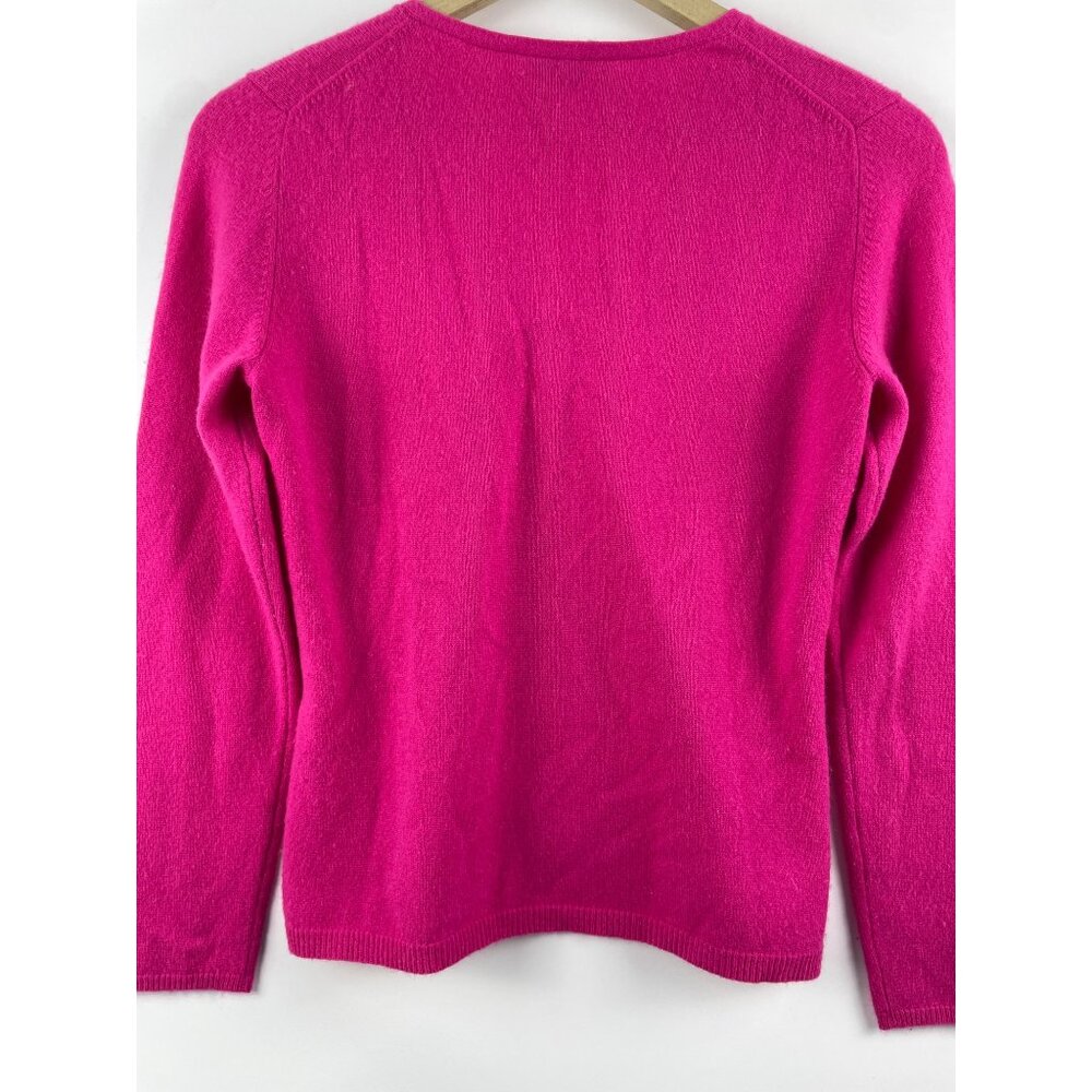 Talbot's Women's Small 100% Cashmere Vintage V-Neck Pullover Sweater Barbie Pink - Picture 7 of 11